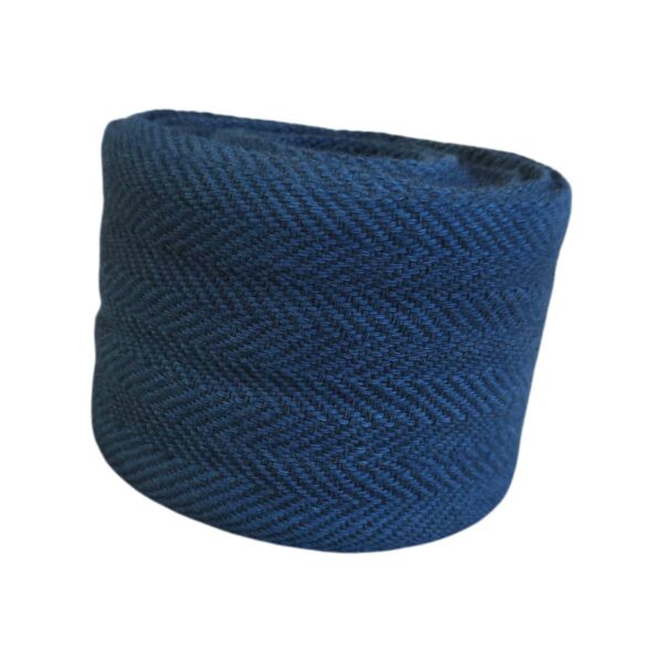 Handwoven leg-wrap herringbone-twill bicolor medium-blue