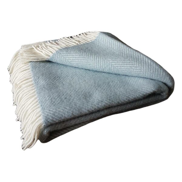 Blanket/throw herringbone twill baby blue