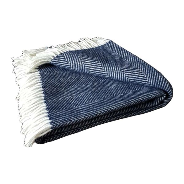 Blanket/throw herringbone twill blue