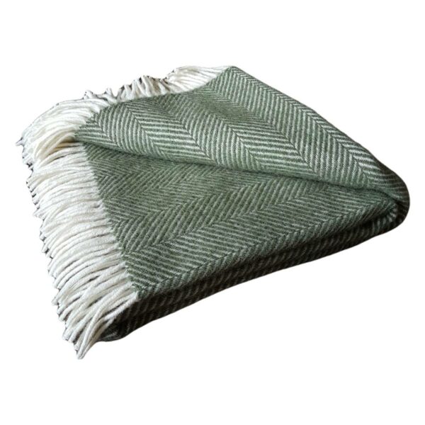 Blanket/throw herringbone twill olive green