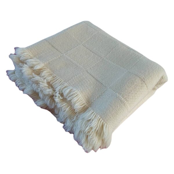 Blanket/throw natural white check pattern