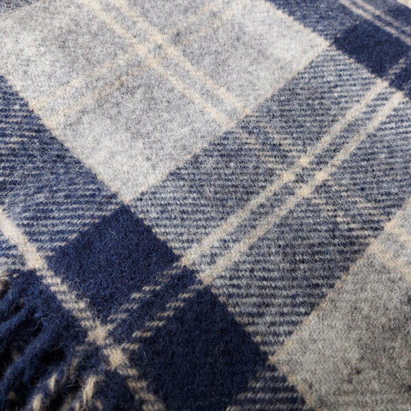 Blanket/throw tartan blue&silver grey