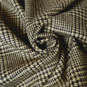 Diagonal twill wool brown&light-brown check-pattern