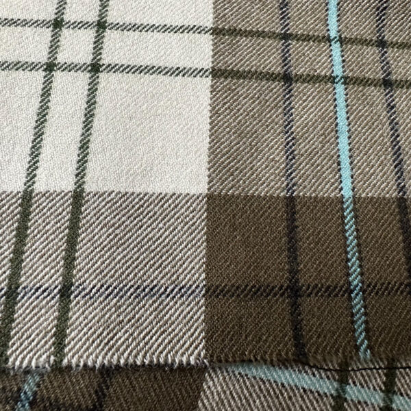 Diagonal twill wool tartan green&white&blue