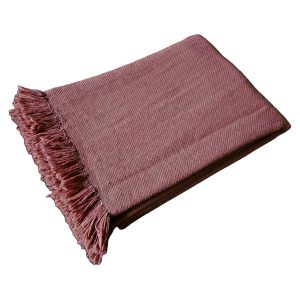 Handwoven blanket/mantle diagonal-twill merino-wool dusty-pink