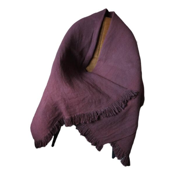 Handwoven blanket/mantle diagonal-twill merino-wool eggplant-purple