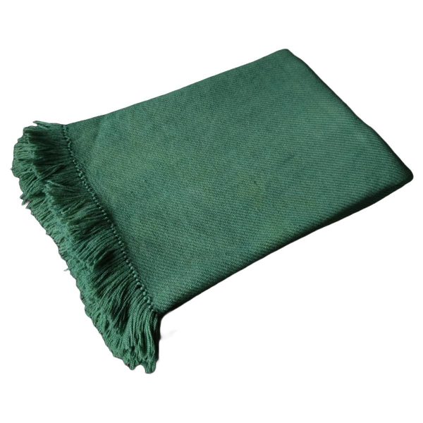 Handwoven blanket/mantle diagonal-twill merino-wool green