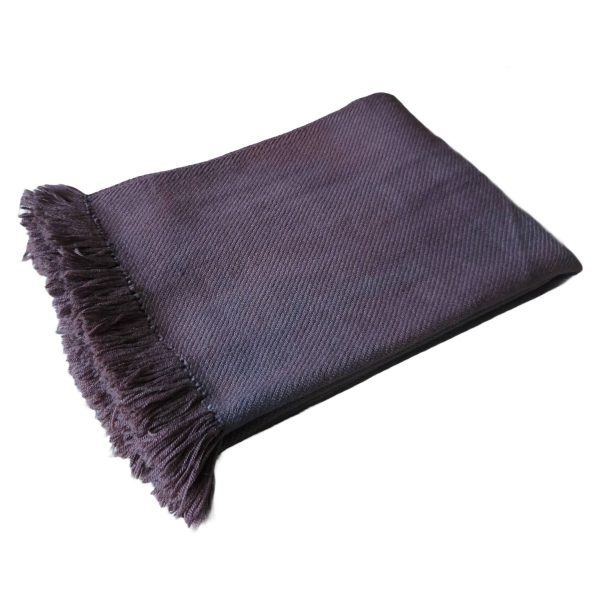 Handwoven blanket/mantle diagonal-twill merino-wool purple