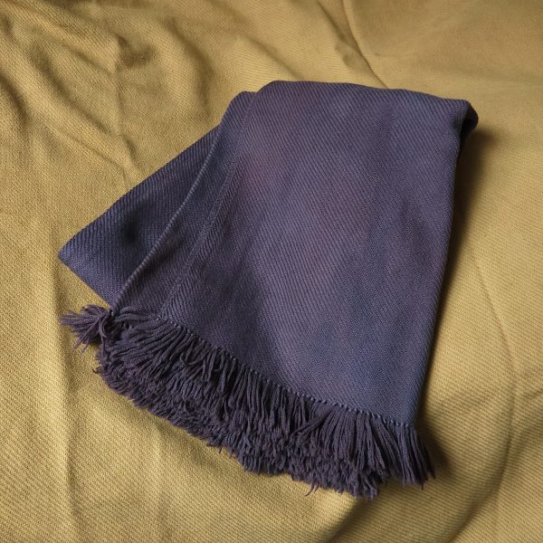 Handwoven blanket/mantle diagonal-twill merino-wool purple