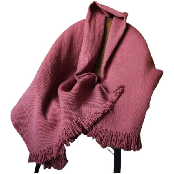 Handwoven blanket/mantle diagonal-twill merino-wool rouge-pink