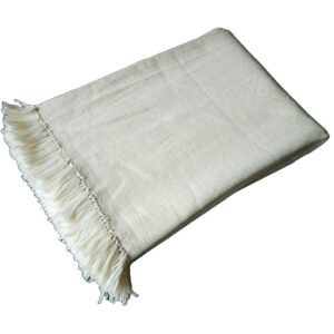 Handwoven blanket/mantle diagonal-twill merino-wool white