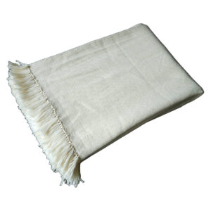 Handwoven throw/mantle diagonal-twill merino-wool white