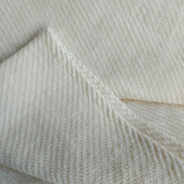 Handwoven throw/mantle diagonal-twill merino-wool white