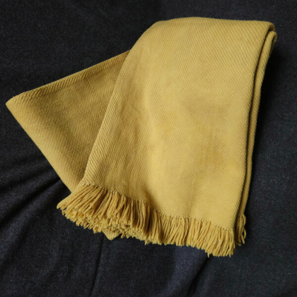 Handwoven blanket/mantle diagonal-twill merino-wool yellow