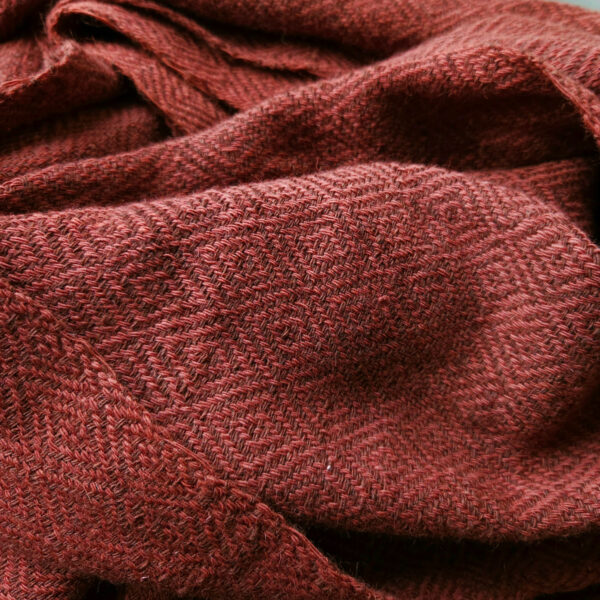 Handwoven blanket-mantle diamond-twill wool burgundy-pred