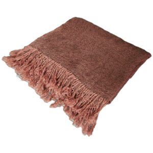 Handwoven blanket/mantle diamond-twill wool light-salmon-pink