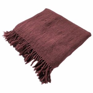 Handwoven blanket-mantle diamond-twill wool mahogany-red