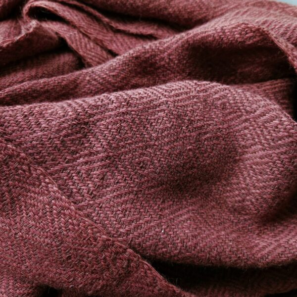 Handwoven blanket-mantle diamond-twill wool mahogany-red