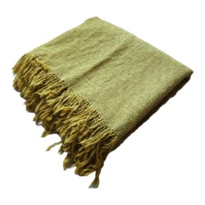 Handwoven blanket/mantle diamond-twill wool yellow