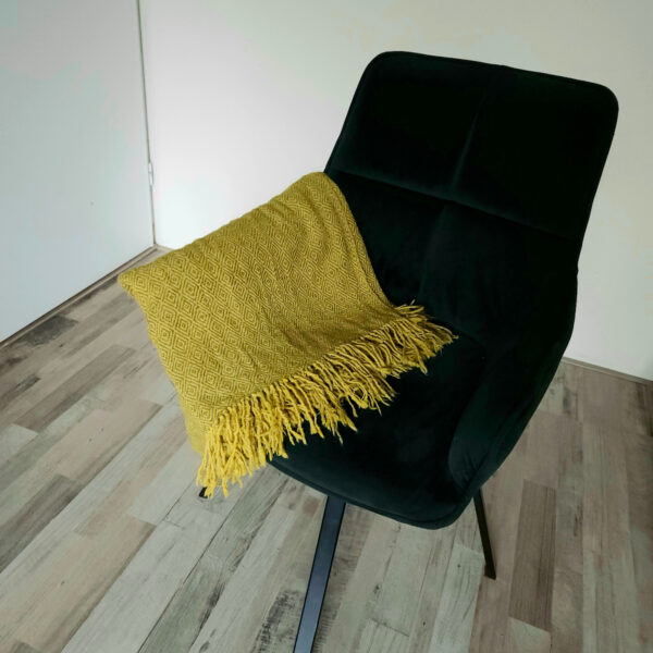 Handwoven blanket/mantle diamond-twill wool yellow