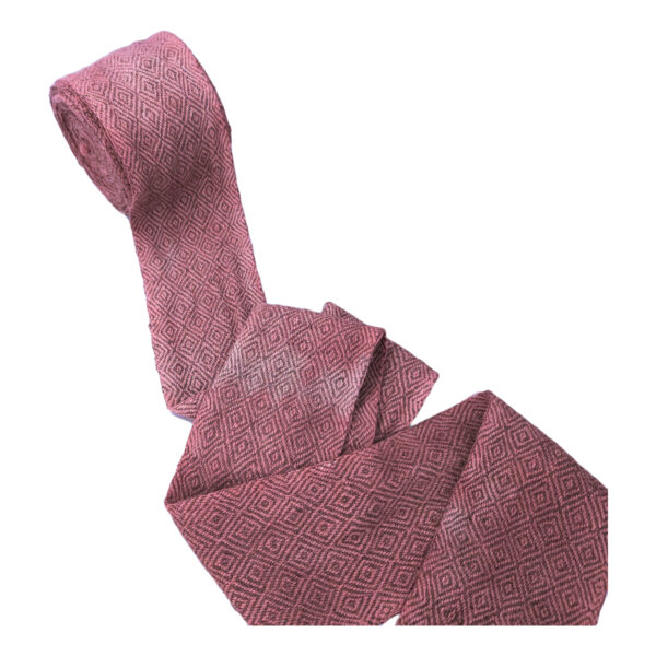 Handwoven leg-wrap diamond-twill-wool bicolor faded-red