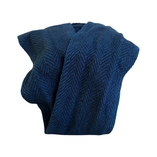 Handwoven leg-wrap herringbone-twill bicolor dark-blue