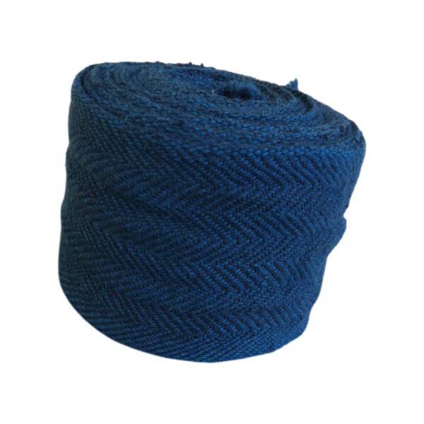 Handwoven leg-wrap herringbone-twill bicolor dark-blue