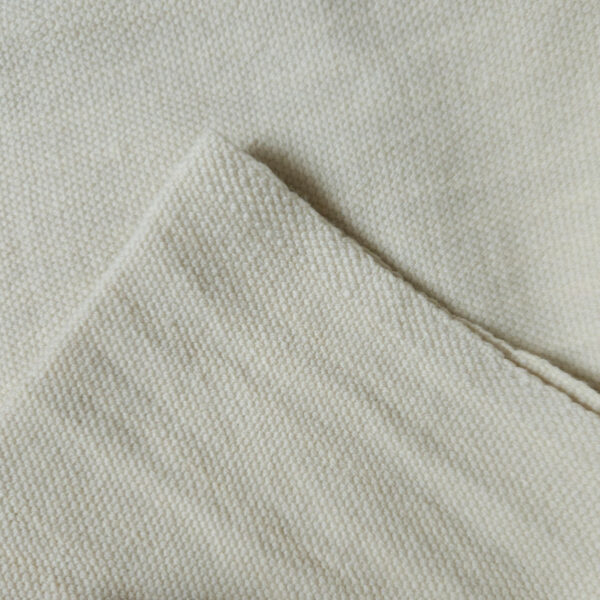 Handwoven throw/mantle plainweave merino-wool white