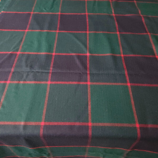 Herringbone twill wool navy-blue-green-red check-pattern