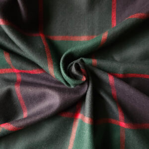 Herringbone twill wool navy-blue-green-red check-pattern