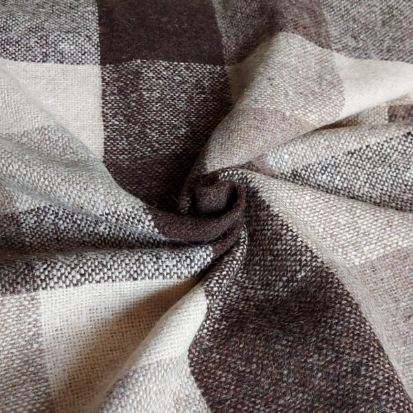 Plainweave wool brown&beige squares