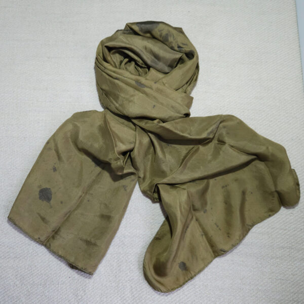 Shawl silk light khaki-green 45x180