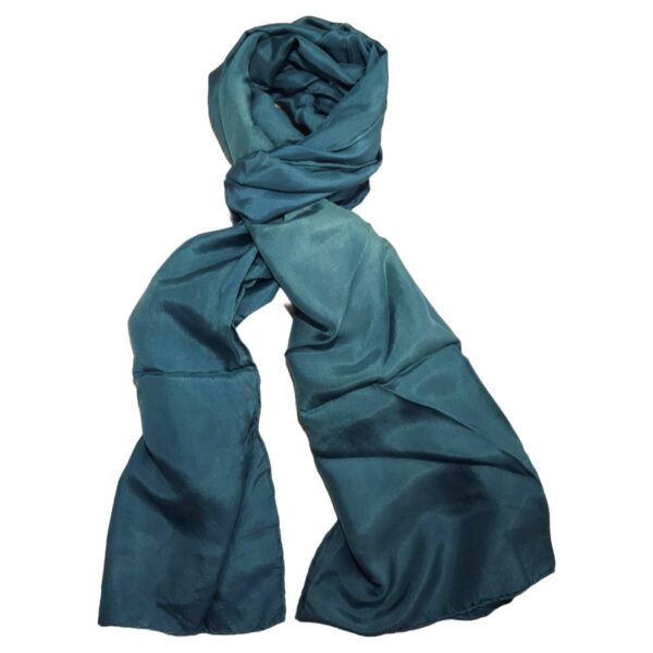 Shawl silk petrol green 45x180