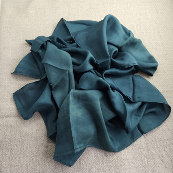 Shawl silk petrol green 45x180