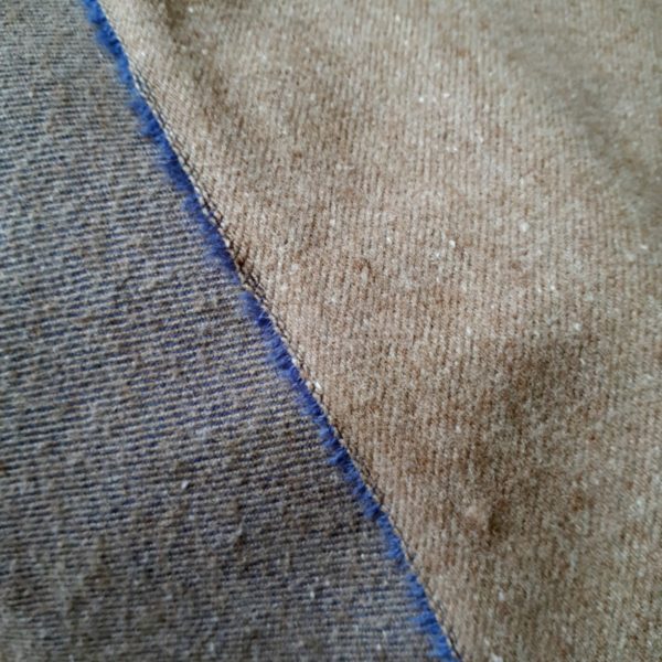 Diagonal twill wool khaki brown&blue