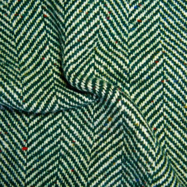 Herringbone wool dark-green & white