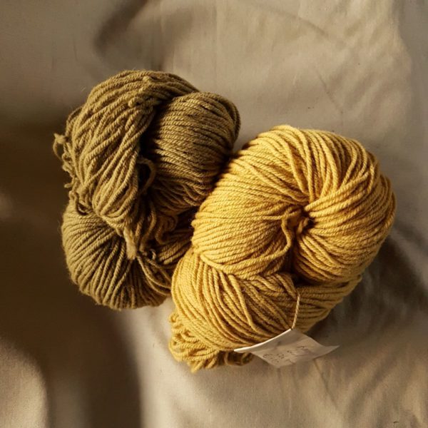 Yarn wool twined green&ochre